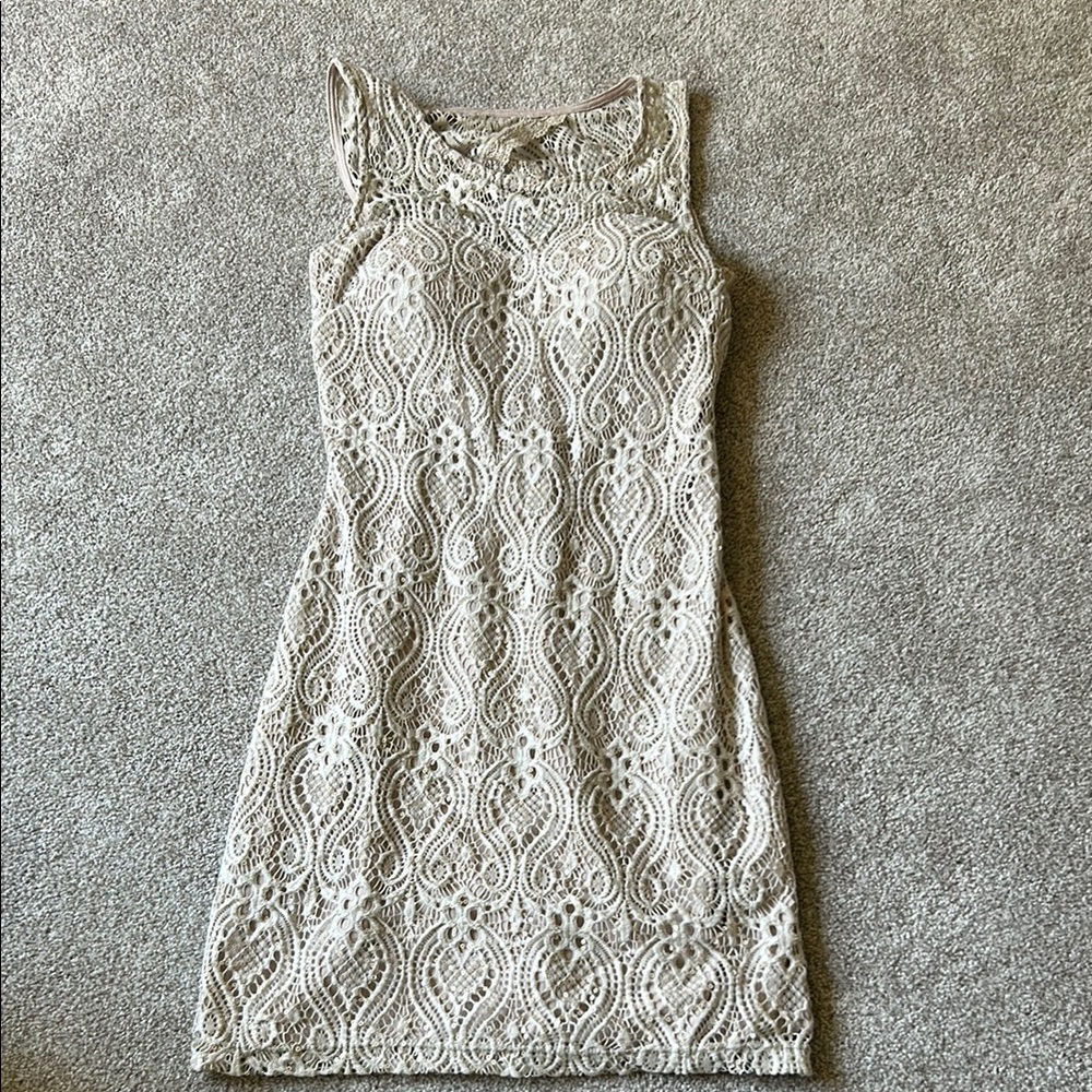 Cream Sheath Mini Dress with Open Back